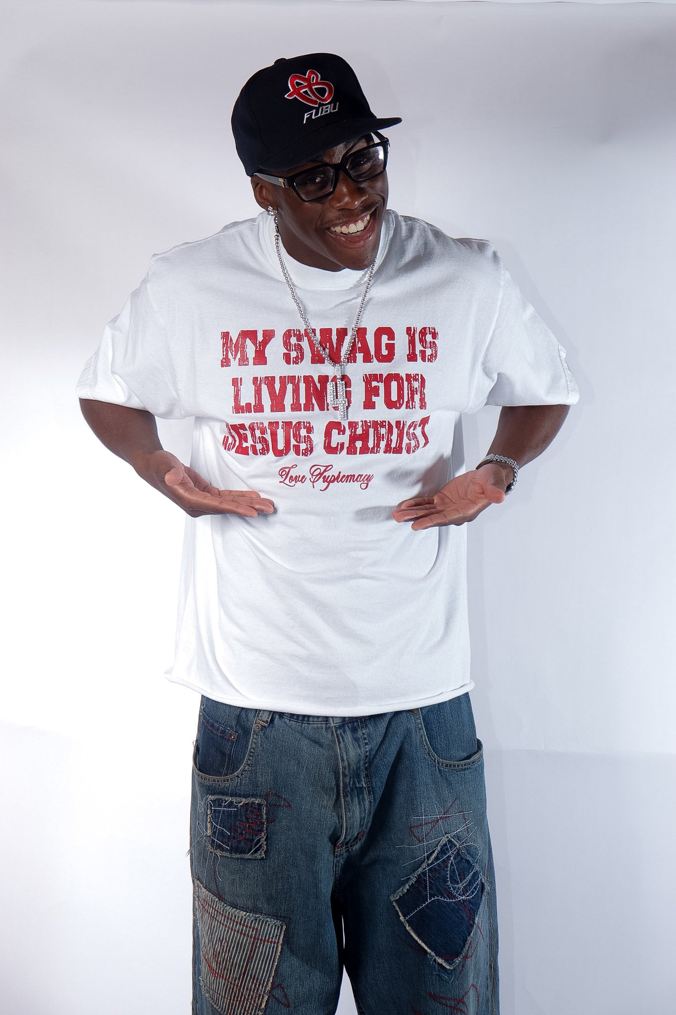 MY SWAG IS LIVING FOR JESUS CHRIST TEE - WHITE/RED