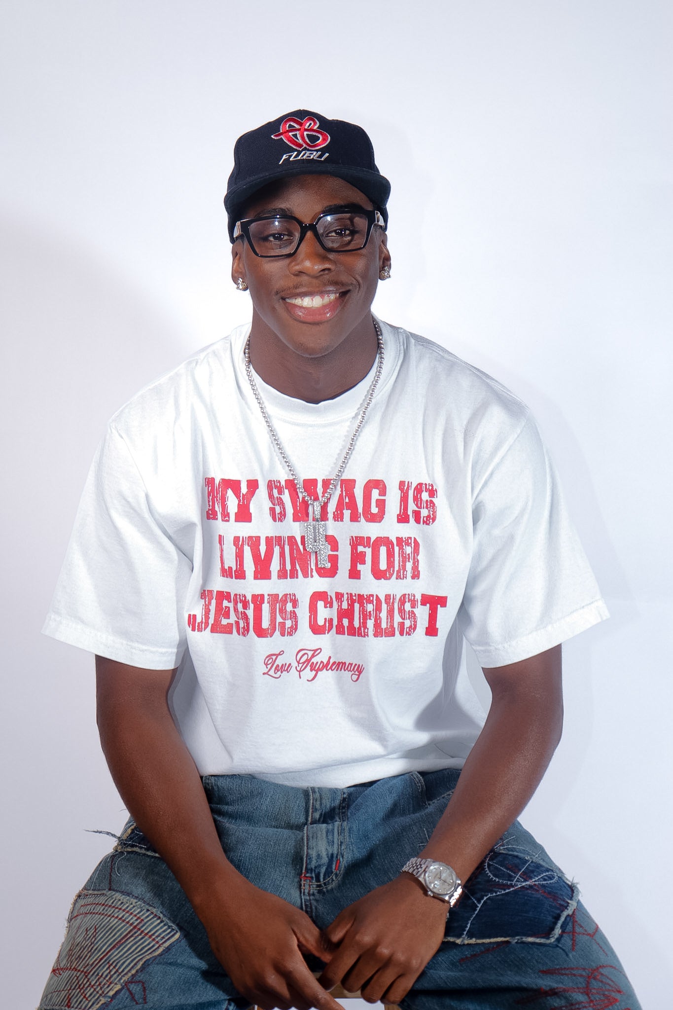 MY SWAG IS LIVING FOR JESUS CHRIST TEE - WHITE/RED