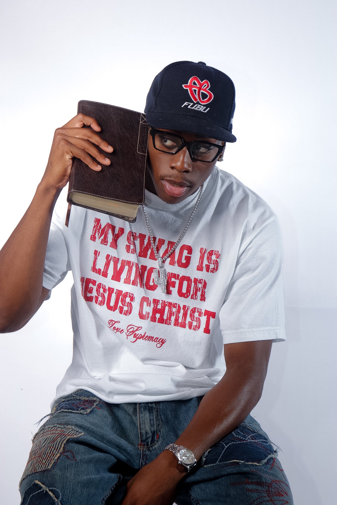 MY SWAG IS LIVING FOR JESUS CHRIST TEE - WHITE/RED